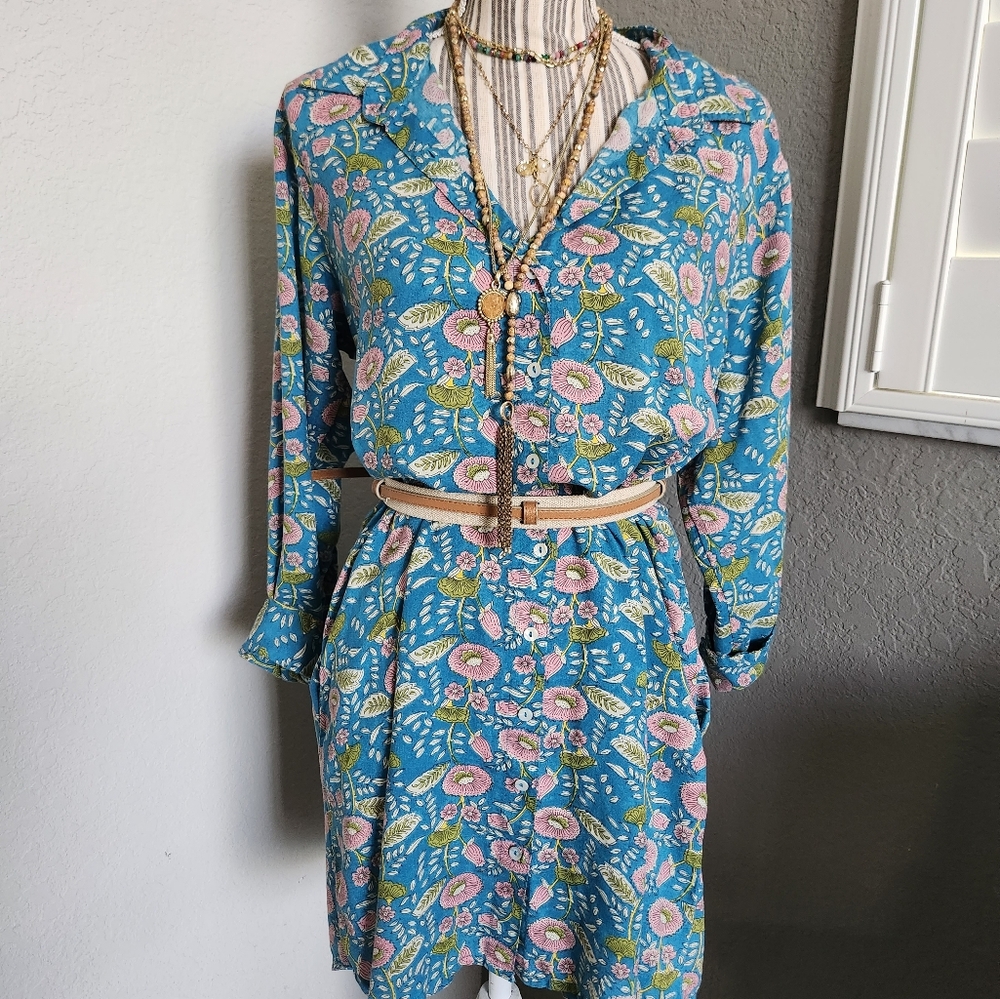 Natural Life boho floral button down shirt dress with pockets🌻 - Picture 2 of 12